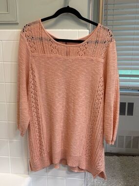 Dress Barn Peach Knit Scoop Neck Sweater